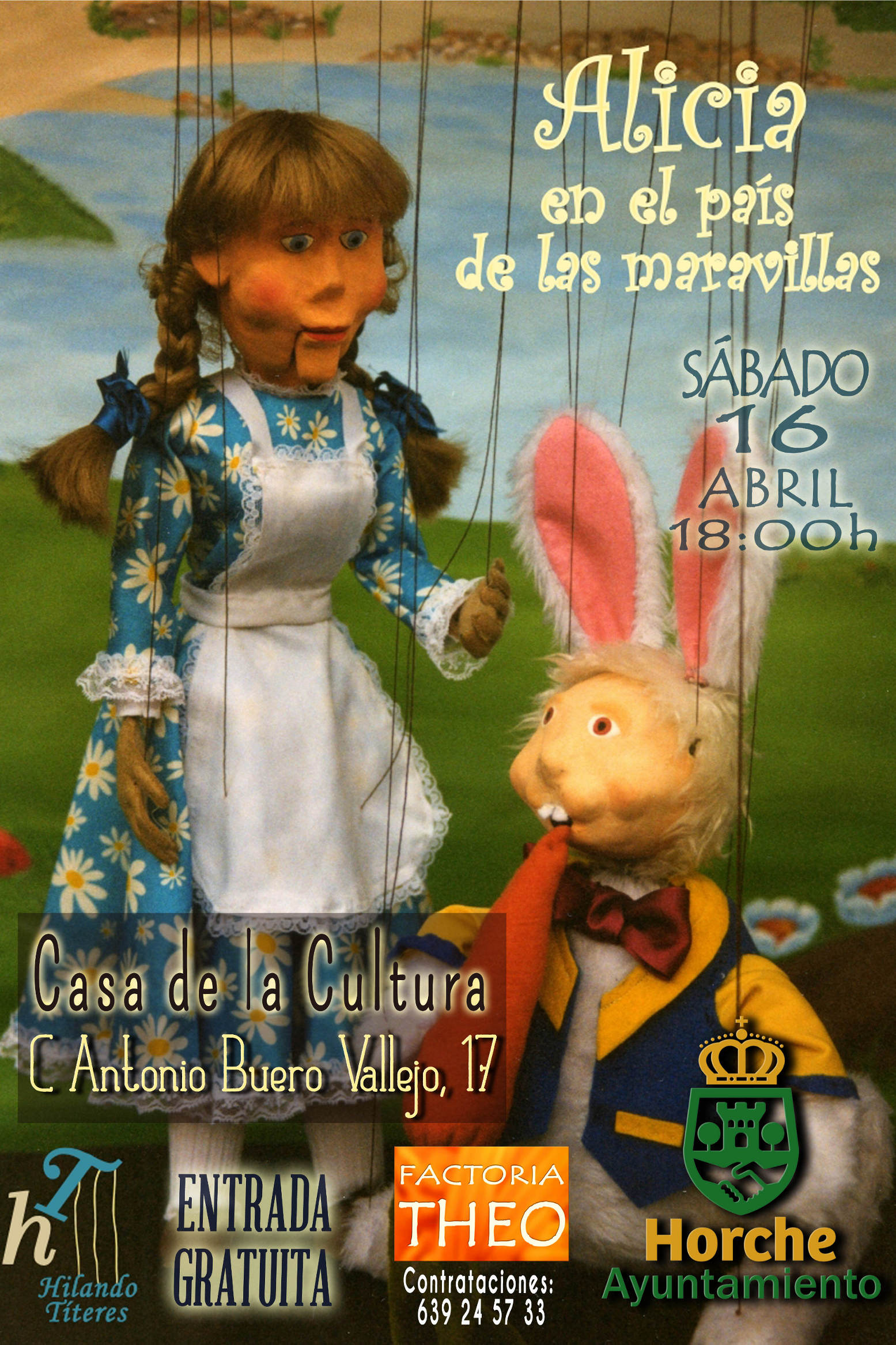 Cartel del espectáculo de marionetas Alicia en Horche Guadalajara
